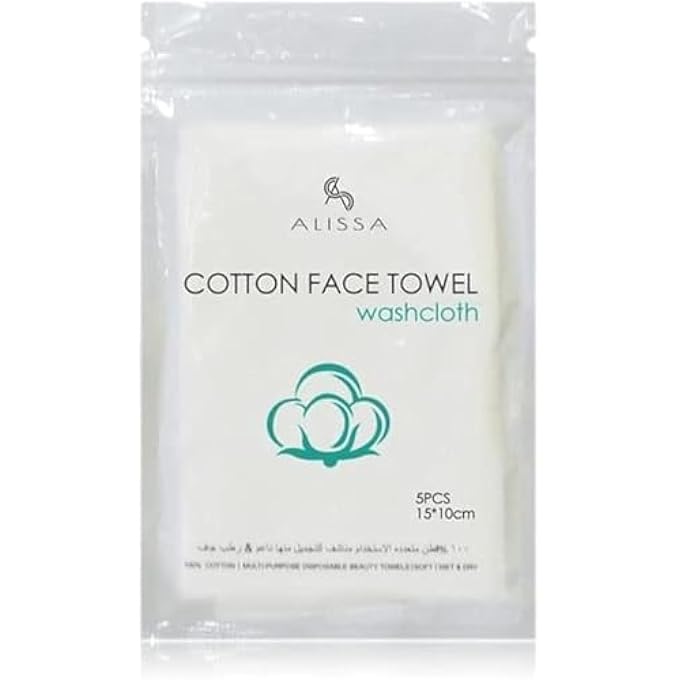 Alissa (10 PACKS) DISPOSABLE FACE TOWEL 5 SHEETS/PACK 100% COTTON ULTRA SOFT EXTRA THICK FACIAL TISSUE DRY AND WET USE WIPES PERFECT POCKET TISSUES FOR TRAVEL & HOME SKIN CARE MAKEUP SURFACE CLEANING - Image 1